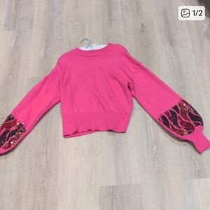 Sequin + fuscia sweater ! So soft